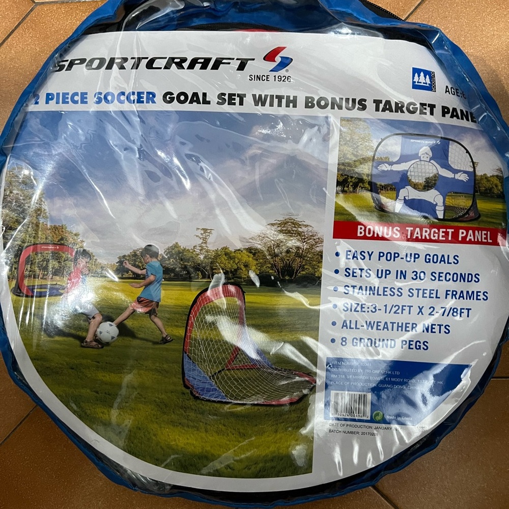 SOLD. Two piece soccer goal set